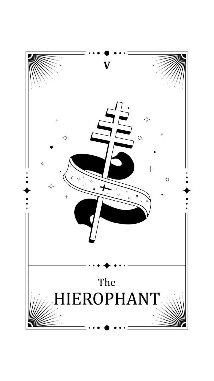 Animert Hierofant tarotkort med mystisk design