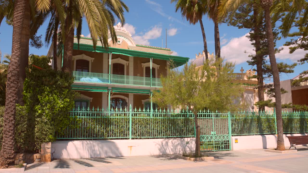 Tranquil Scenic View Of The Ancient Building Of Villa Amparo At Beachfront In Benicassim, Spain. static