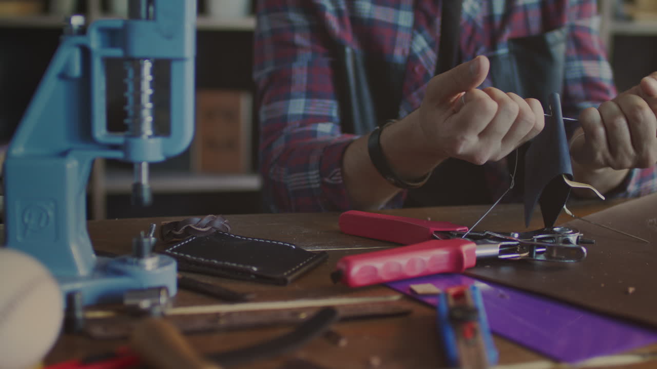 cartera de costura de artesano