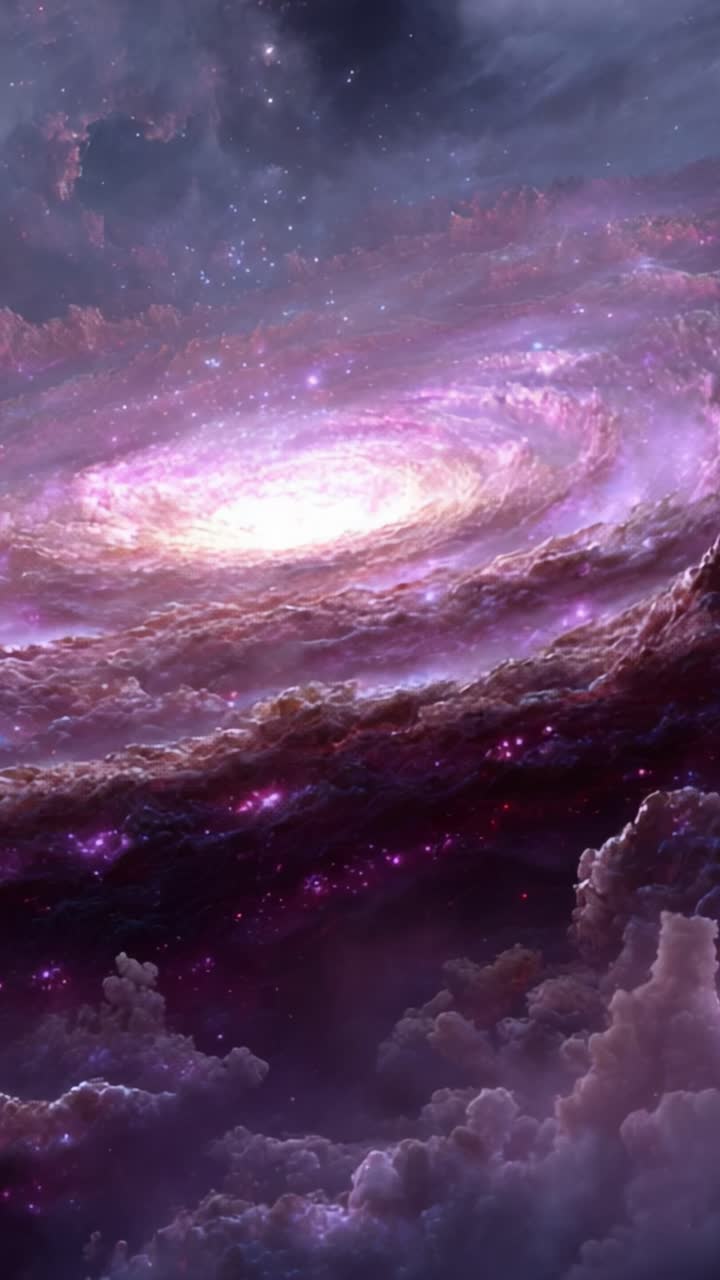 Stunning Cosmic Vortex: A Celestial View of a Galactic Formation Illuminated by Vibrant Stars and Nebulae in a Mystical Universe Setting