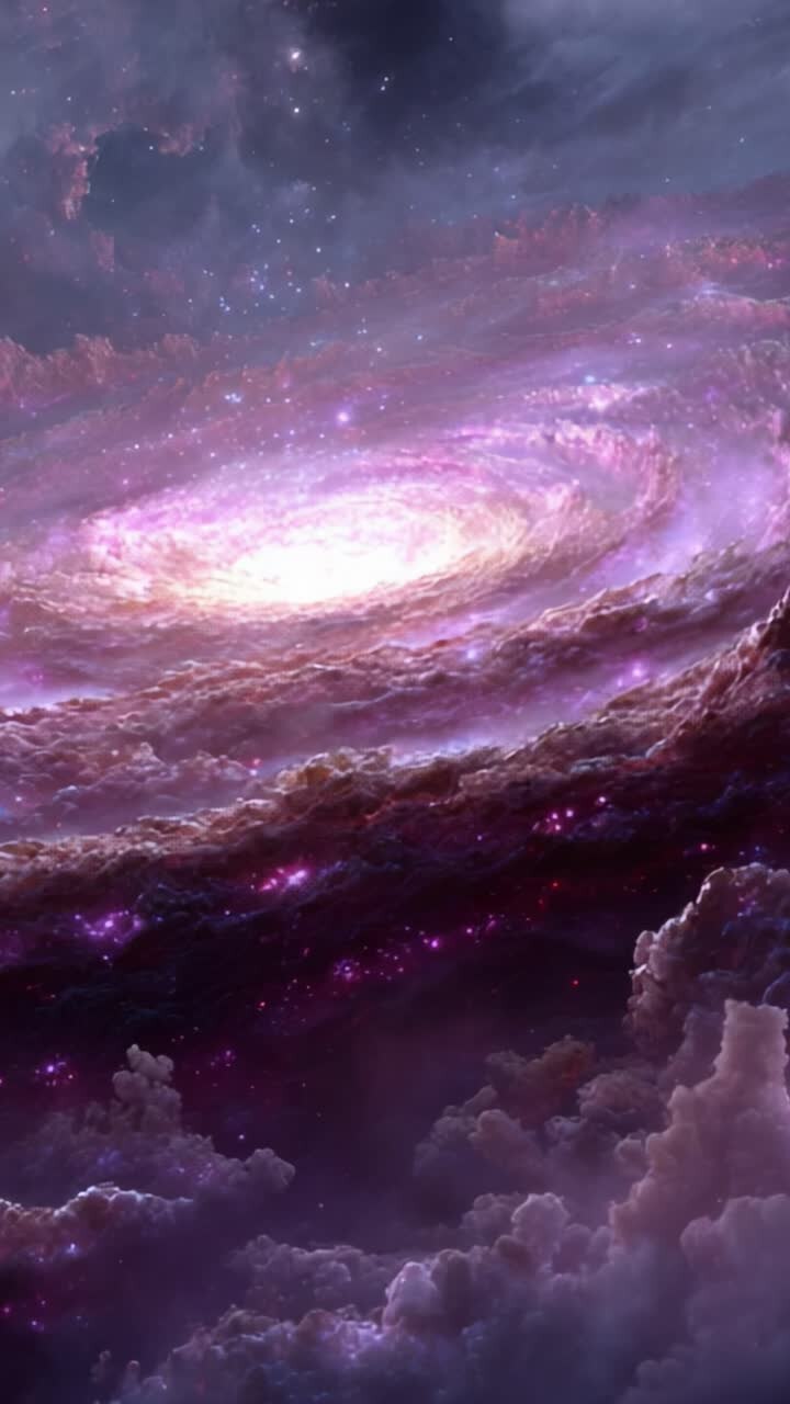 Stunning Cosmic Vortex: A Celestial View of a Galactic Formation Illuminated by Vibrant Stars and Nebulae in a Mystical Universe Setting