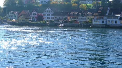 rhine river riverbank with old houses, stein am rhein, switzerland