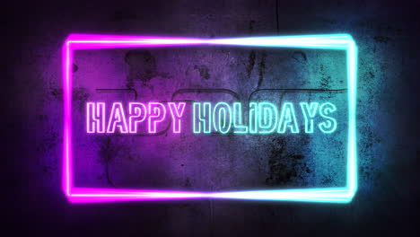 Happy-Holidays-on-wall-and-neon-frame