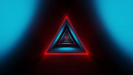 abstract futuristic triangle space tunnel glowing neon lights 3d rendering