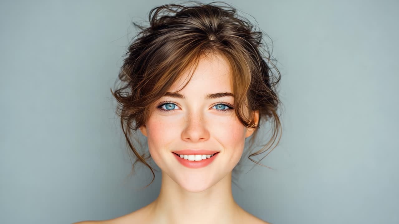 Una Sequenza di Espressioni Gioiose: Catturare l'Evoluzione di un Sorriso Luminoso e una Bellezza Radiosa in una Serie di Ritratti