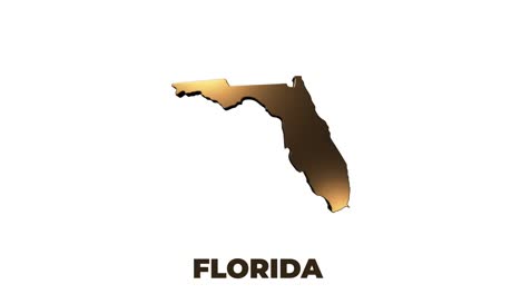 florida state of the united states of america. animated 3d gold location marker on the map. easy to use with screen transparency mode on your video.