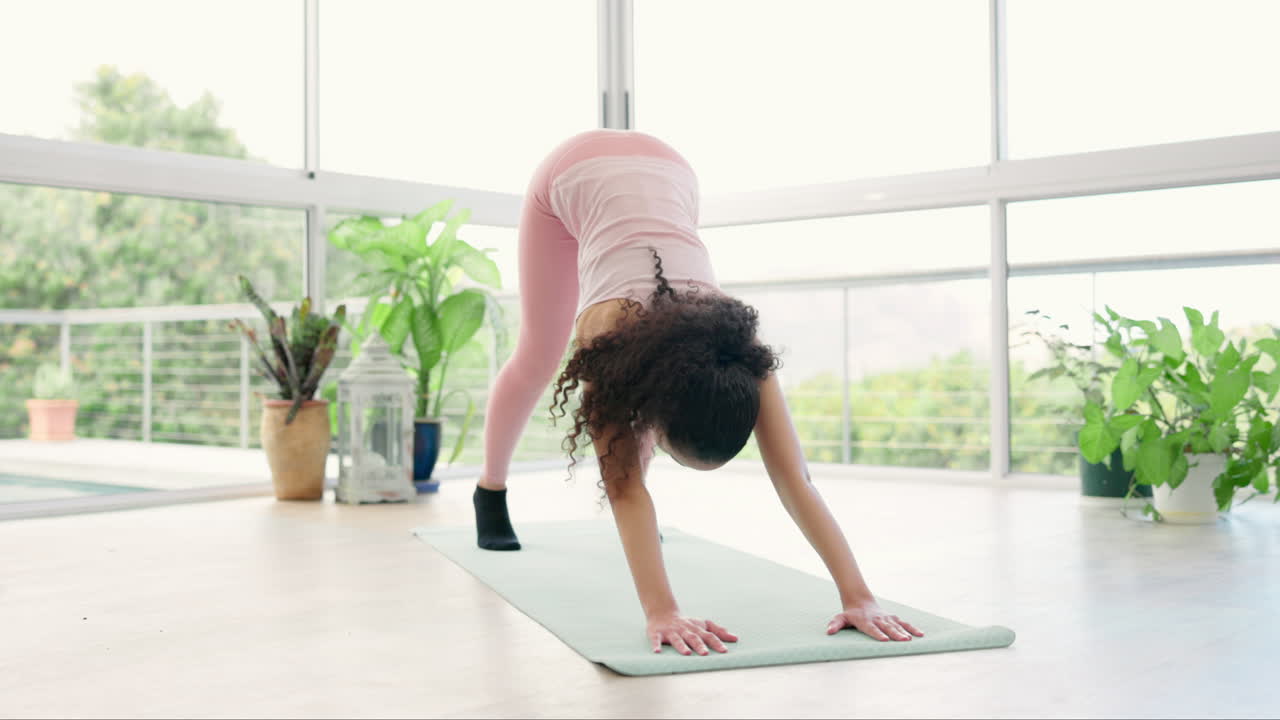 Fitness, balance and woman in yoga studio