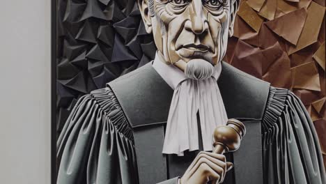 portrait of a judge with origami background