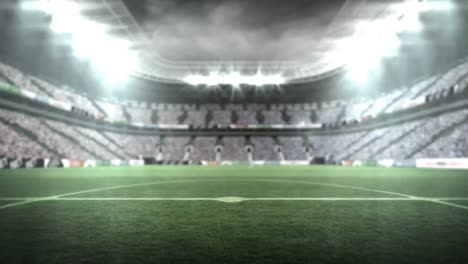 animation of burning layer over flashing lights in sports stadium