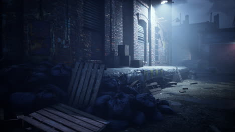 night at large abandoned industrial area