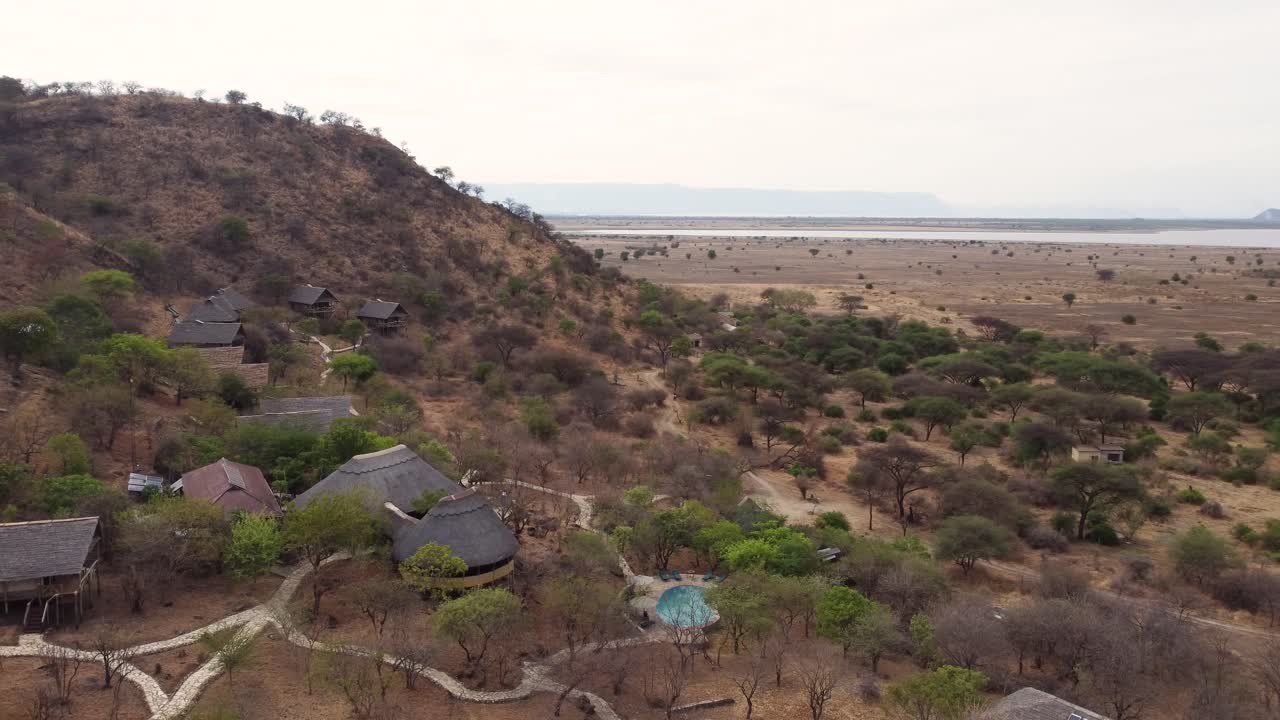 View of the Sangaiwe Tented Lodge located in the stunning Tarangire National Park in northern Tanzania in North Africa