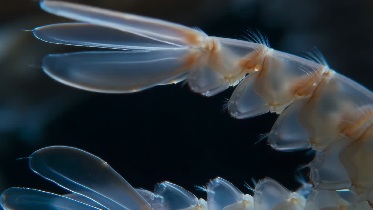 Close-up of a translucent marine crustacean's appendage