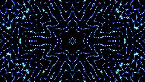 onda de luz puntos abstractos conjunto de color azul caleidoscopio fondo negro