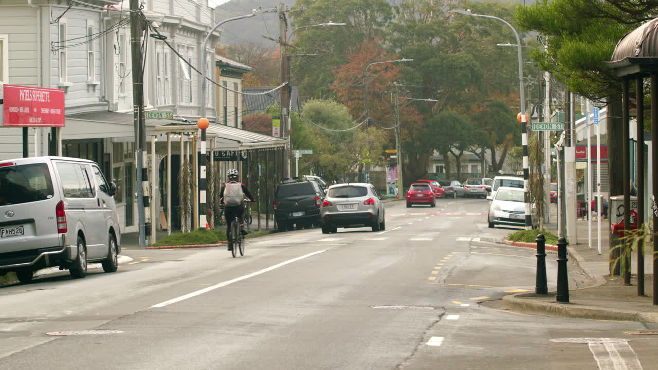 Looking down the street in Aro Valley, Wellington, New Zealand.