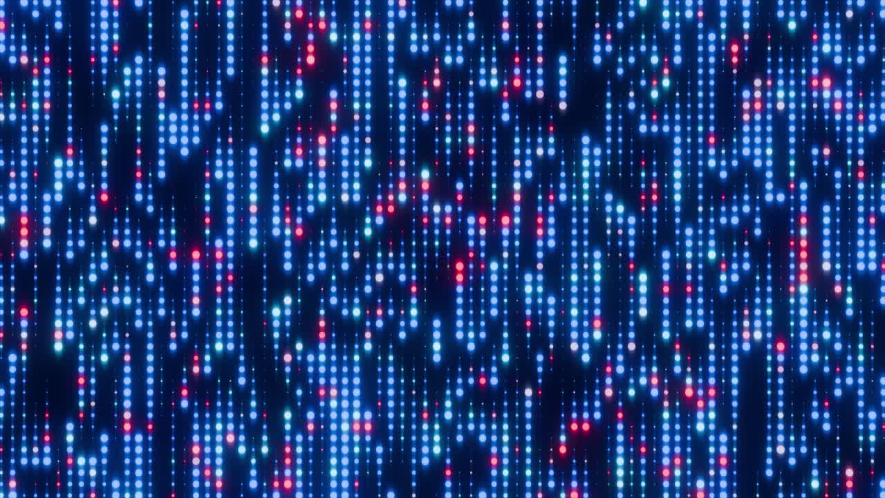 Seamless Loop of Glowing Digital Dots and Data Streams