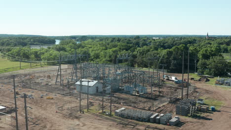 Aerial-View-of-Small-Electricity-Plant-in-Rural-Countryside-Setting