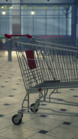 empty shopping cart in a supermarket