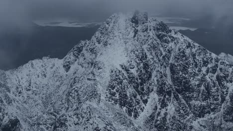 Aerial-view-of-Norway-snow-mountain-beautiful-landscape-during-winter