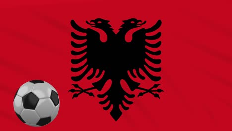 albania flag waving and football rotates, loop