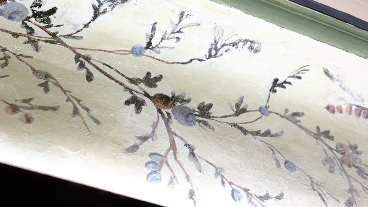 손으로 칠한 콘크리트 벽 카키라가 저택 느린 동영상