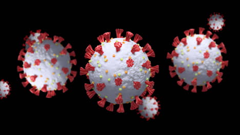 animación de células de coronavirus que giran sobre un fondo negro