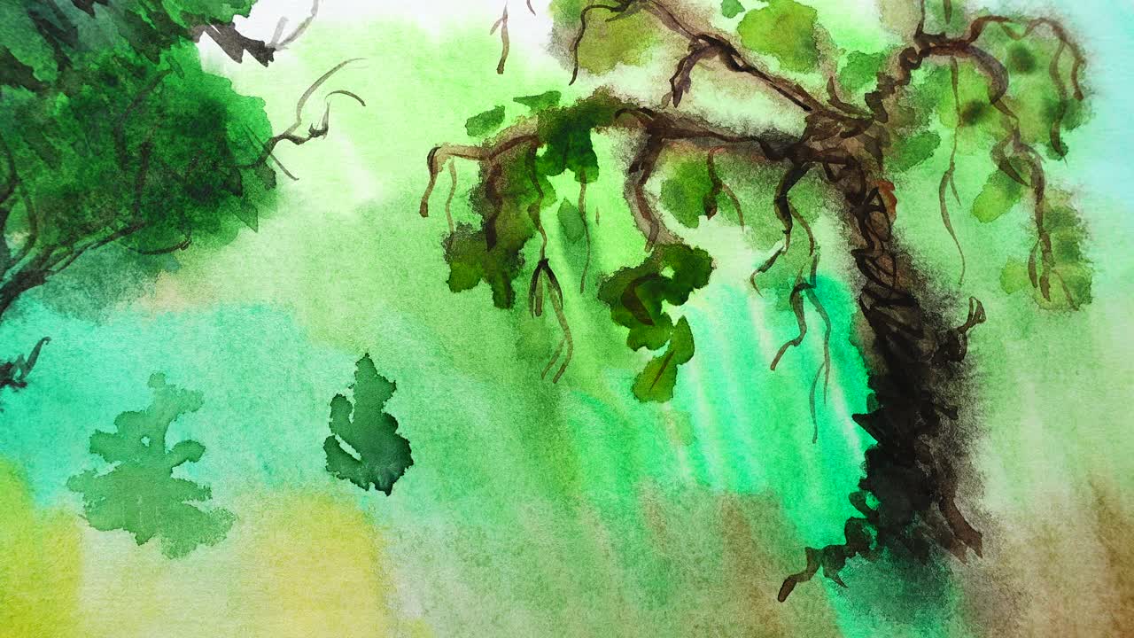 El dibujo de árboles en un jardín