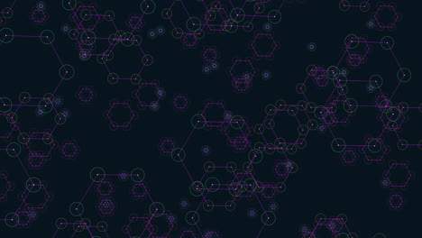 patrón futurista de hexágonos con puntos de neón en degradado oscuro