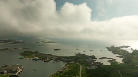high aerial view of bridge between sommaroy and hillesoya, troms, norway