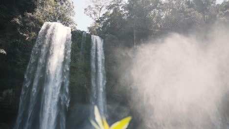 Misol-Ha-Waterfall-Flowing-Down-In-The-River-At-Summer-With-Mist