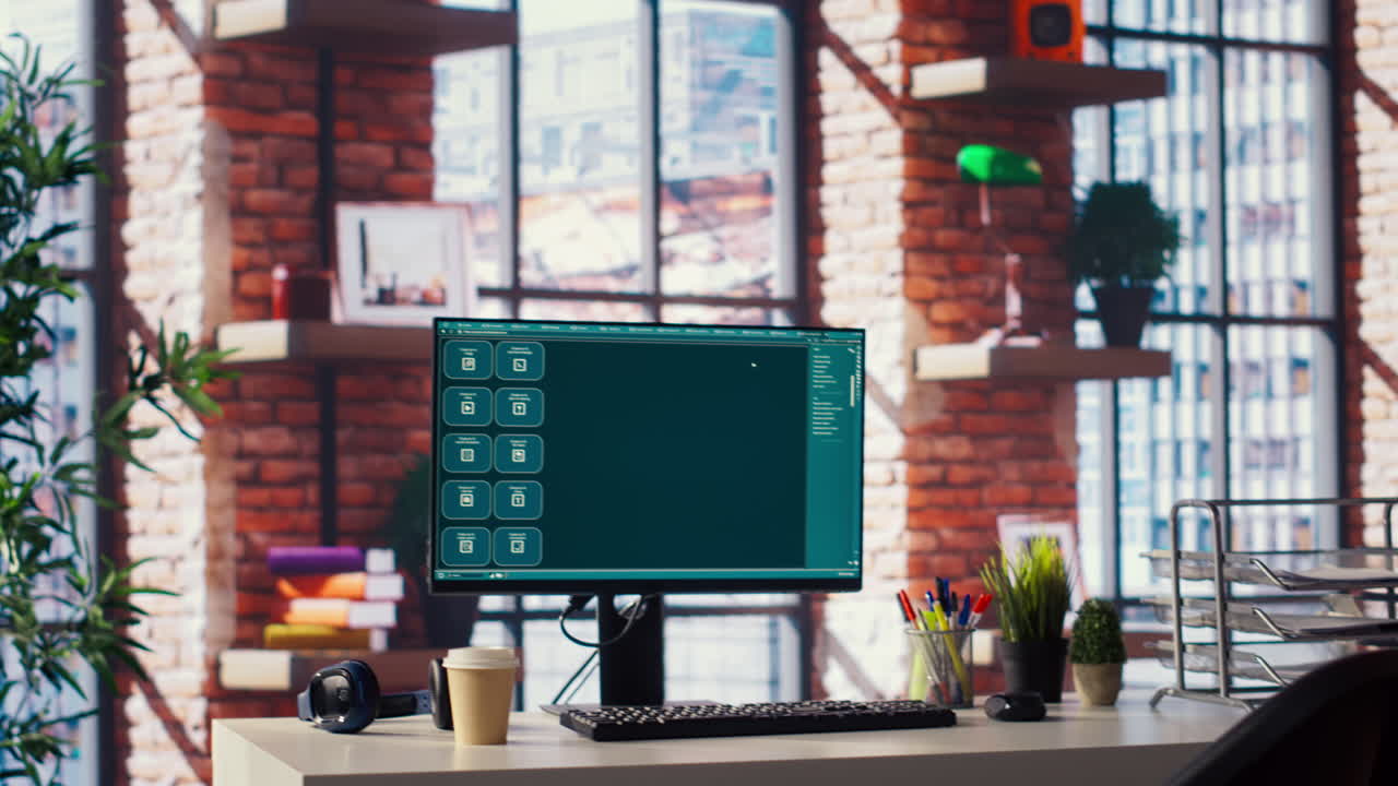 Computer setup in workspace showing large language model program
