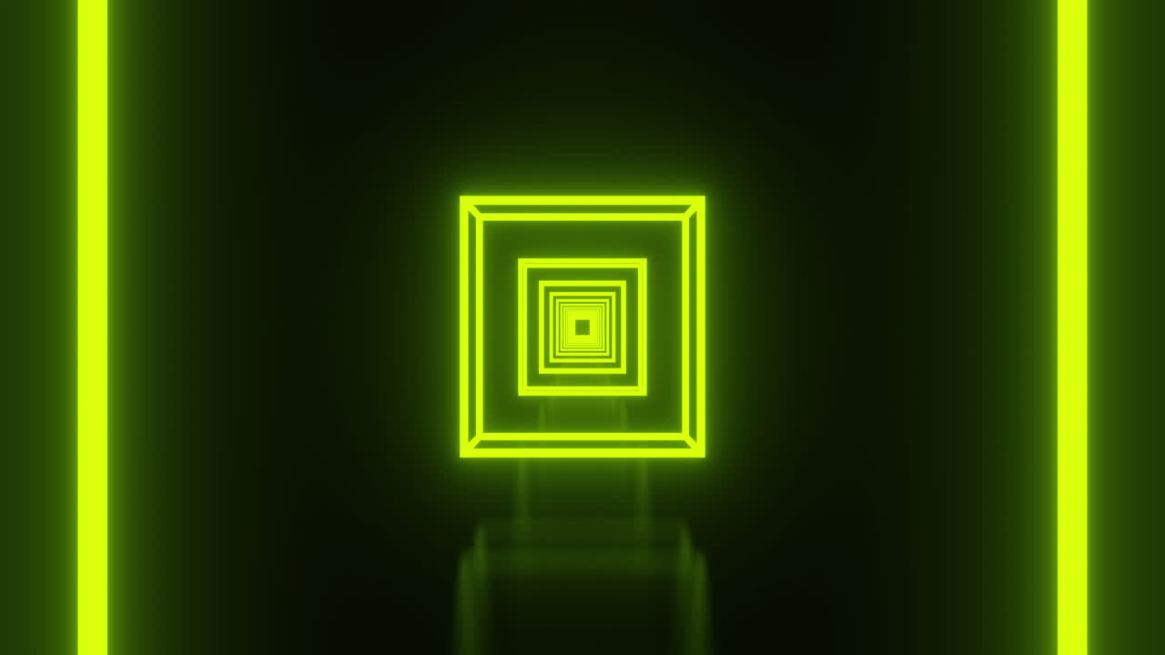 анимация нескольких светящихся неоновых зеленых кубов, движущихся по бесшовной петле