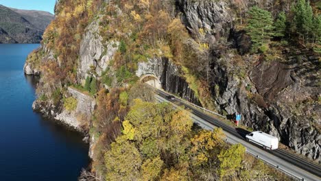 hettetunnelen tunnel leading to stanghelle at e16 road from bergen, norway