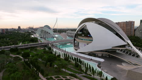 palau de les arts theatre in valencia, spain - aerial drone shot