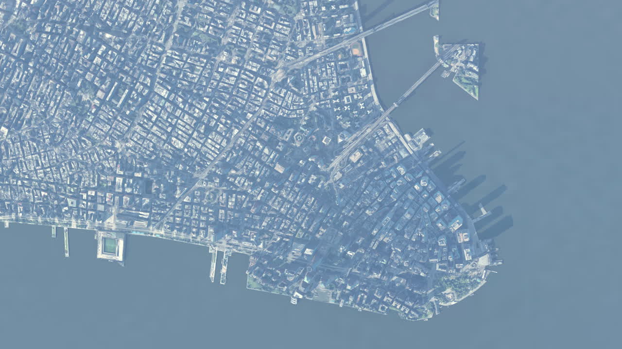 Abstract Aerial View of a Stylized Waterfront City