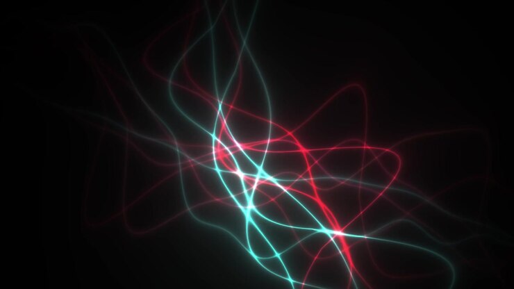 Dynamic Abstract Glowing Lines Intersecting on Black Background