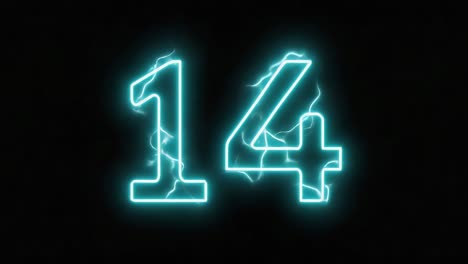 the number 14 with lightning effect