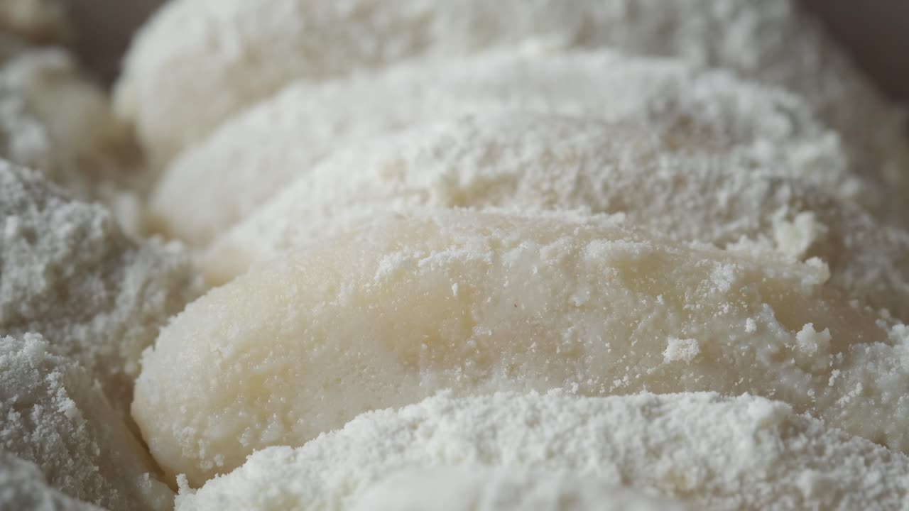 Uncooked Dumplings Coated in Flour