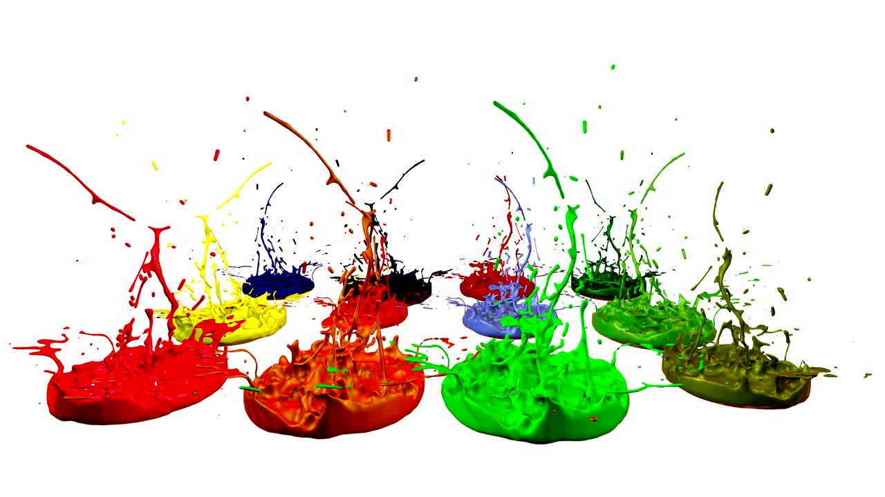 3d 페인트는  바탕에 4k에서 춤을 추고, 음악을 재생하는 음악 스피커에 잉크 스프레이를 시레이션합니다. 초고품질의 밝은 배경으로 아름다운 스프레이.