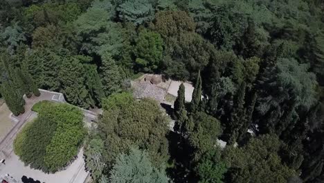 top-down aerial view of castello di brolio fortress in tuscany, italy