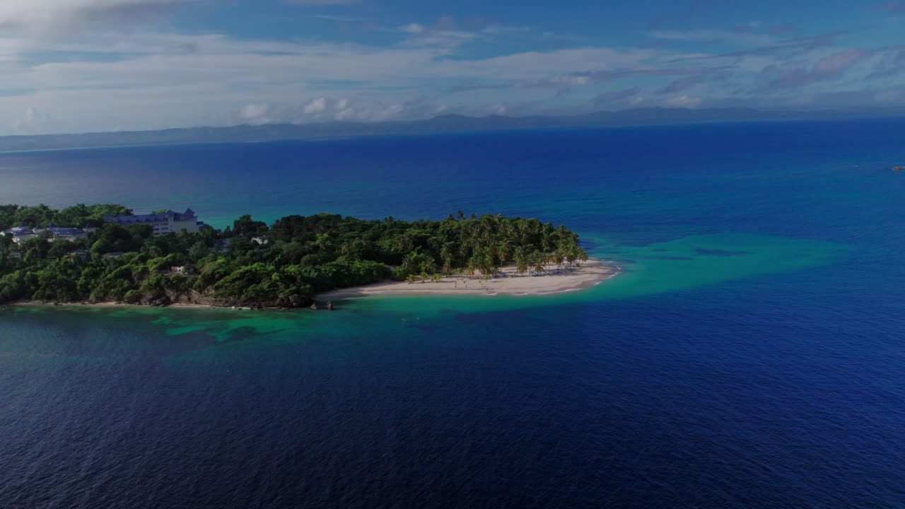 Orbital View of Tropical Cayo Levantado Island in Samana Bay, Dominican Republic