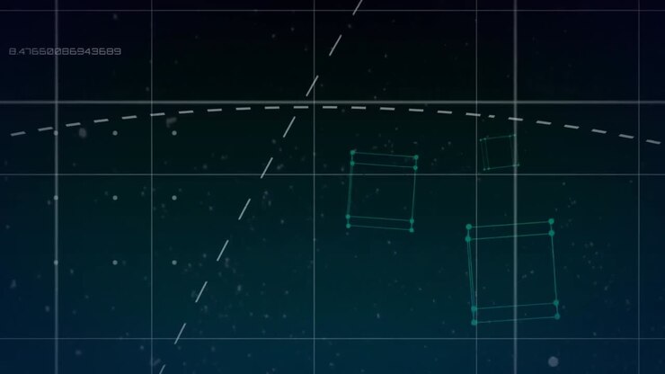 Animazione di una rete di connessioni ed elaborazione dati.
