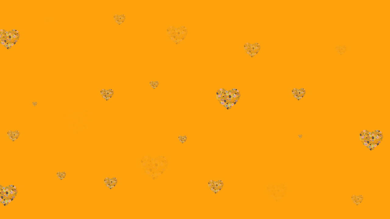 노란색 배경에 나타나는 꽃 마음의 애니메이션