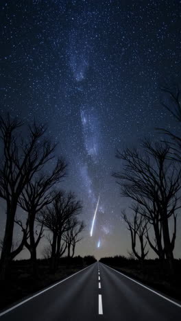 empty road under a starry night