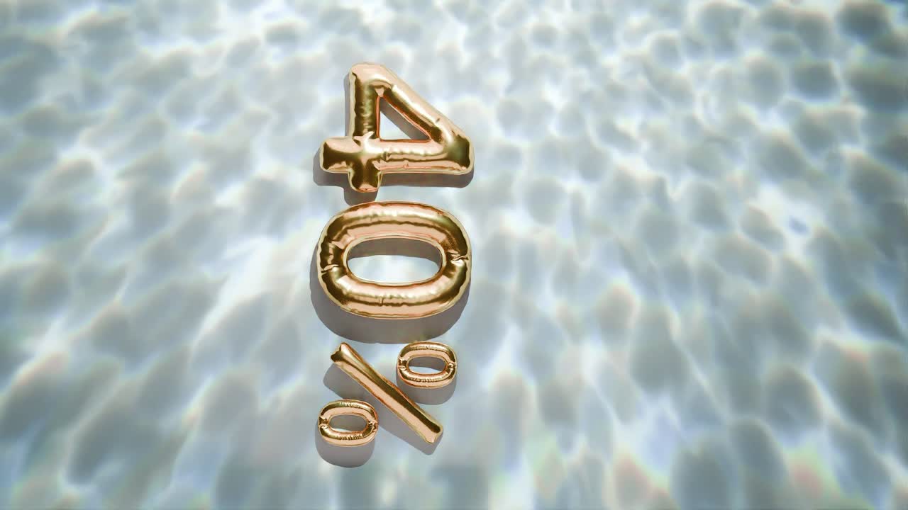 oro 40% flotando por encima de las ondas de agua en fondo blanco vertical