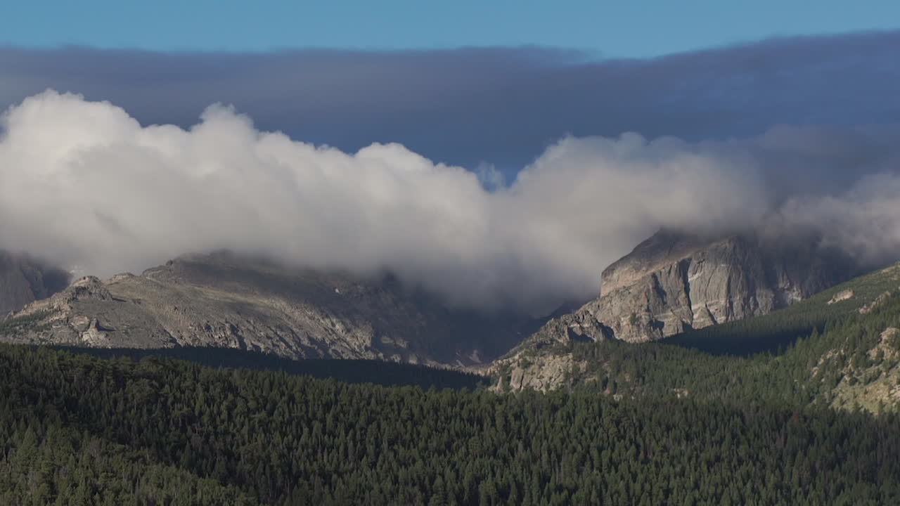 lapso de tiempo de nubes en movimiento rápido frente a la cordillera