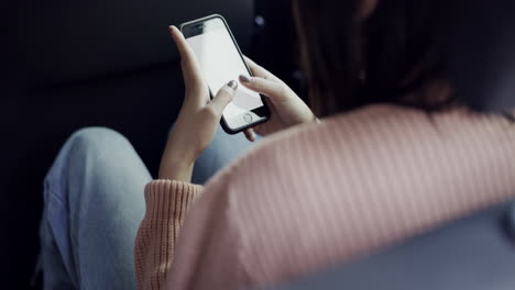 Hands,-typing-and-woman-with-phone