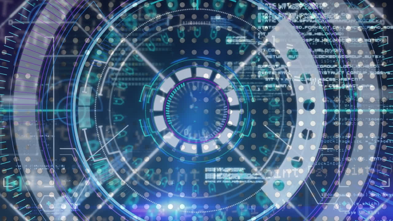 어두운 배경에서 스캔 범위에서 데이터 처리의 애니메이션