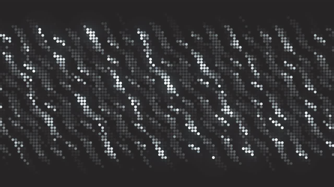 Abstract black and white tv noise or glitch effect, seamless loop. Motion. Monochrome pixelated pattern with waving particles