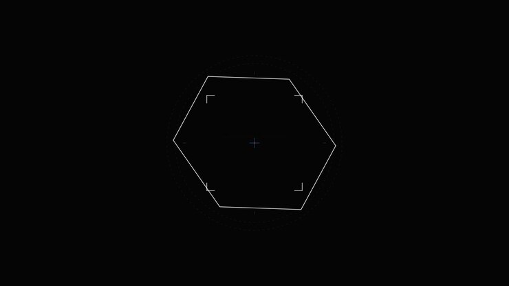 Animazione di interfaccia HUD esagonale futuristica.