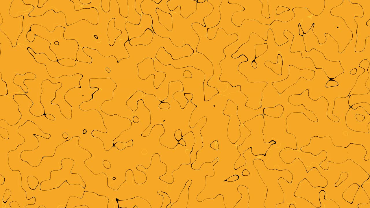 Abstract Yellow Organic Fluid Pattern Background with Black Contour Lines Seamless Animated Texture